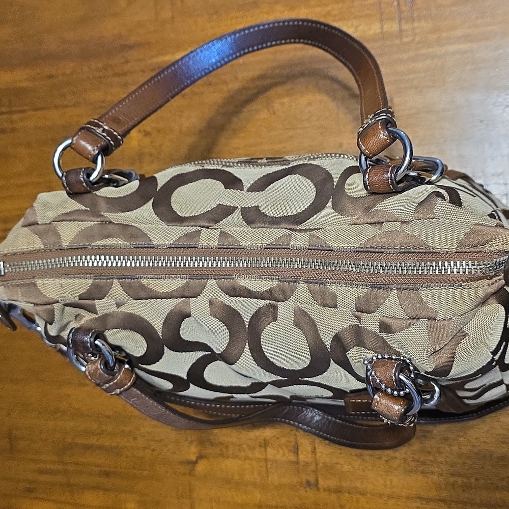 Coach Alexandra Tote Bag featuring a signature "Op Art" canvas pattern. - Picture 13 of 16